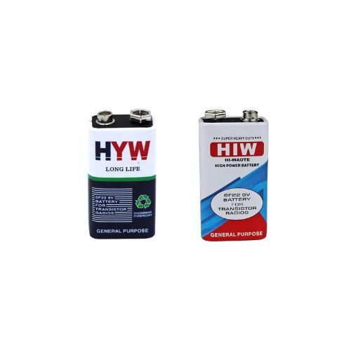 HYW/HIW 9V Carbon Zinc Battery (6F22 General Purpose Battery)