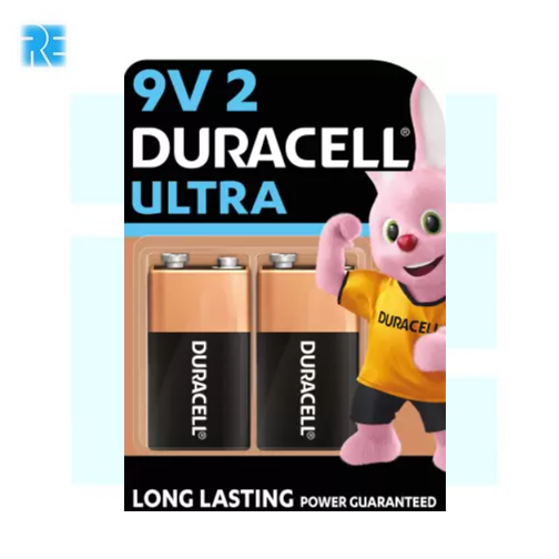 Duracell Ultra Alkaline 9 Volt Battery (Pack of 2) image 1