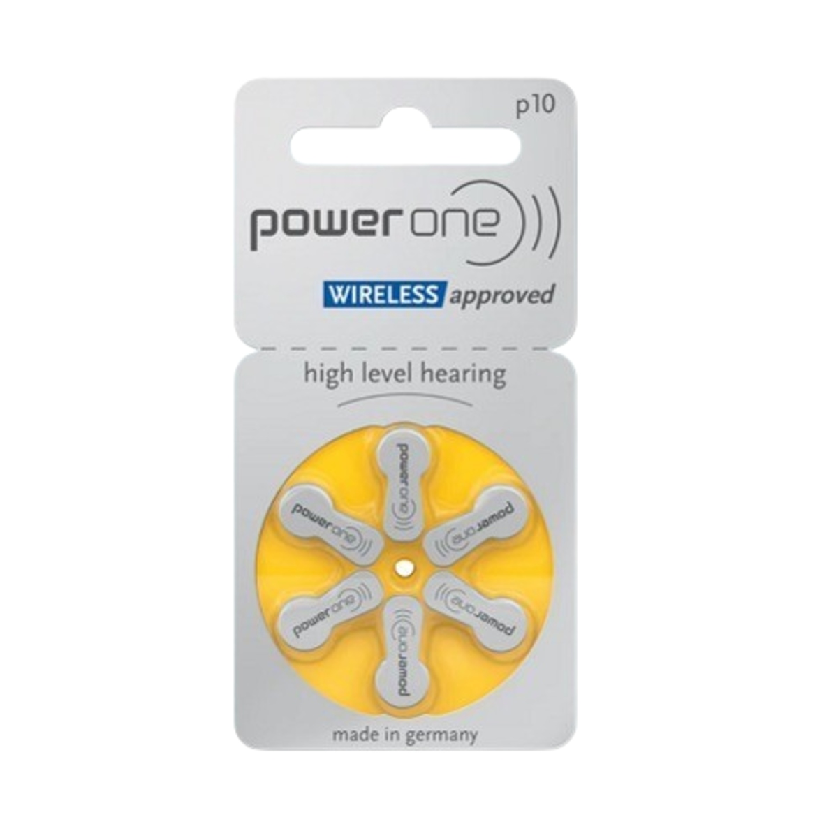 PowerOne P10 Hearing Aid Battery 1.45V Zinc Air Set of 6 (Size 10 Hearing Aid Battery) image 1