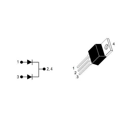 MBR20200CT Dual Schottky Diode 20A 200V TO-220 (Dual Anode Common Cathode Schottky Rectifier) image 2