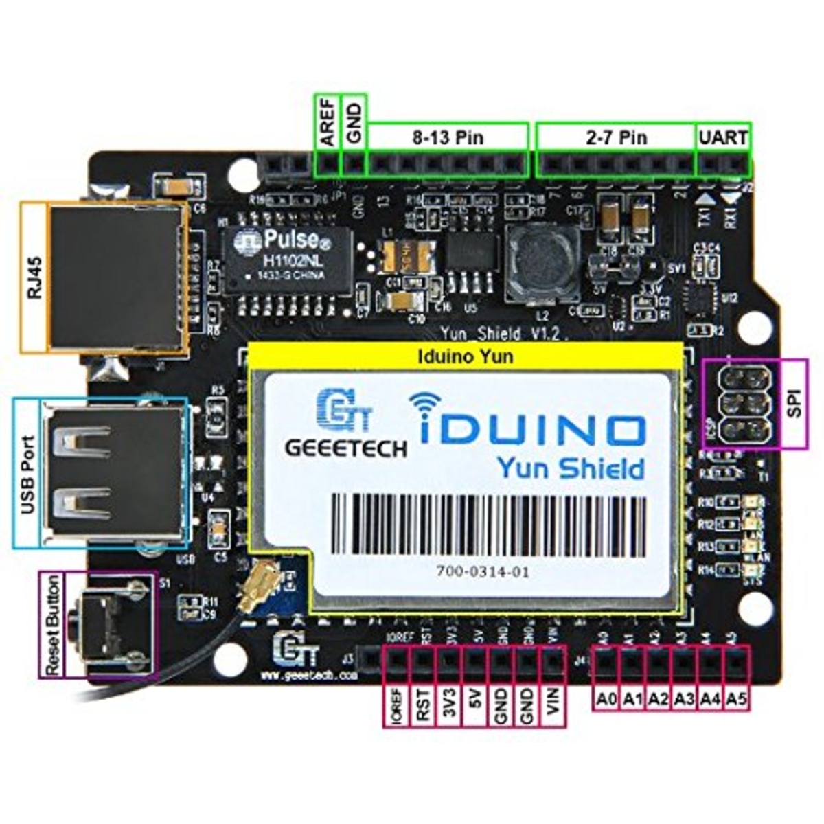 Iduino Yun Shield (WiFi Ethernet Network Expansion Shield for Arduino) image 5