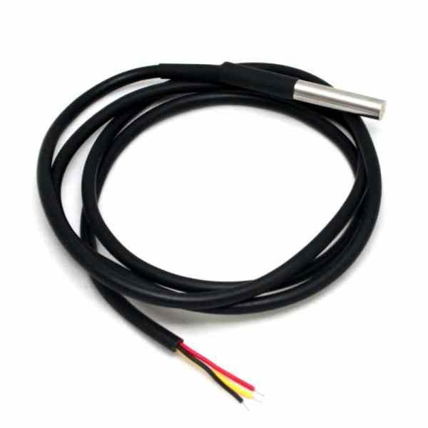 DS18B20 Water Proof Temperature Probe - Black - 1m image 1