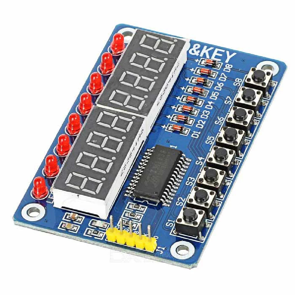 TM1638 8-Digit 7-Segment LED Display Module with 8 Keys (Serial Interface Display Board) image 4