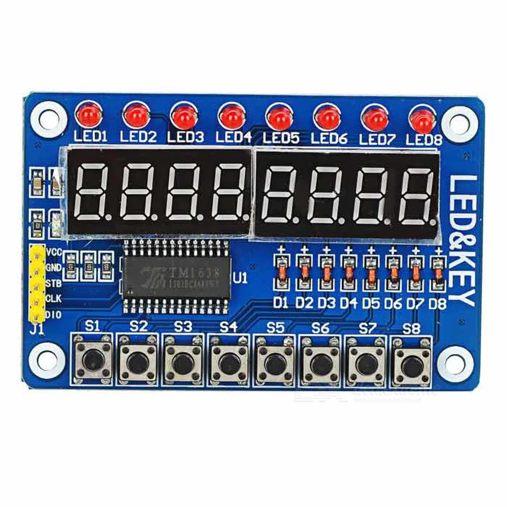 TM1638 8-Digit 7-Segment LED Display Module with 8 Keys (Serial Interface Display Board) image 5