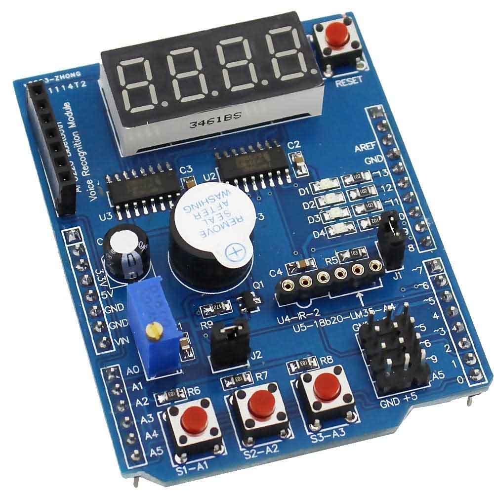 APC220 Bluetooth Voice Recognition Multifunction Expansion Shield with LED Display (UART Wireless Communication Board) image 1