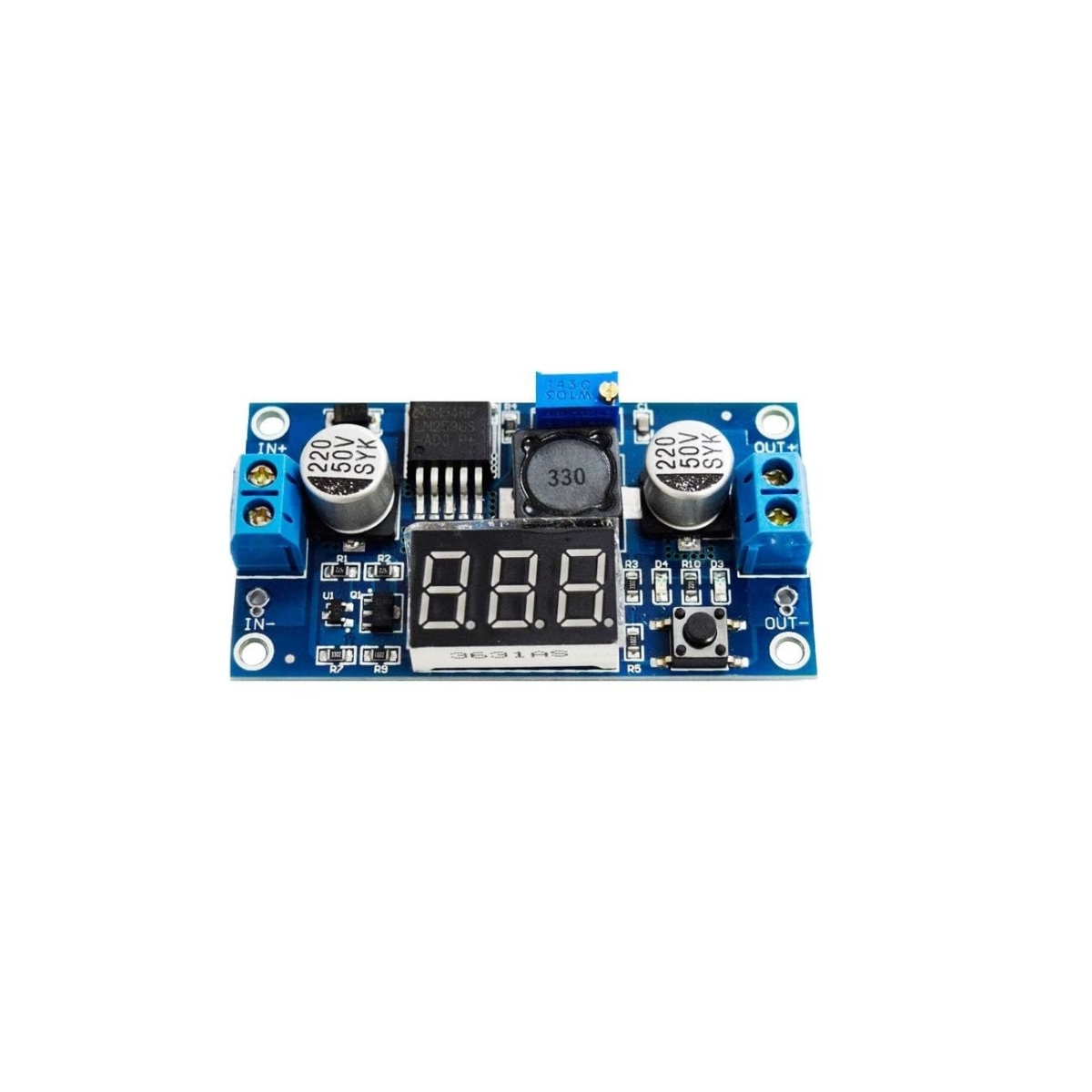 LM2596 2A Buck Step-Down Power Converter Module with LED Voltmeter DC 4V-40V to 1.3V-37V