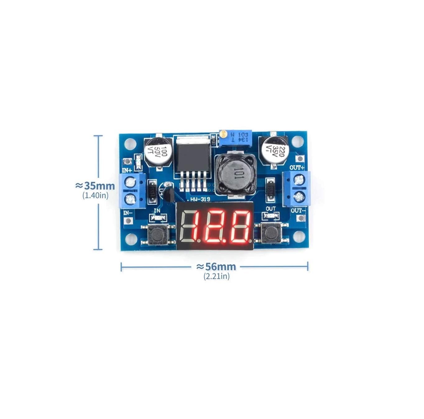 LM2596 2A Buck Step-Down Power Converter Module with LED Voltmeter DC 4V-40V to 1.3V-37V image 2