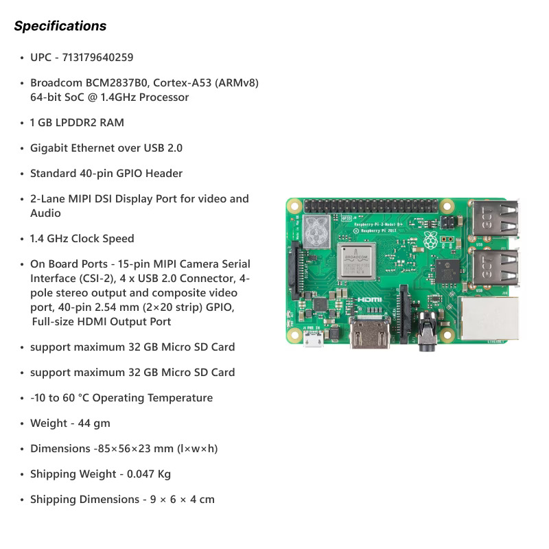 Raspberry Pi 3 Model B+ Single Board Computer (1.4GHz Quad-Core WiFi Bluetooth SBC) image 5