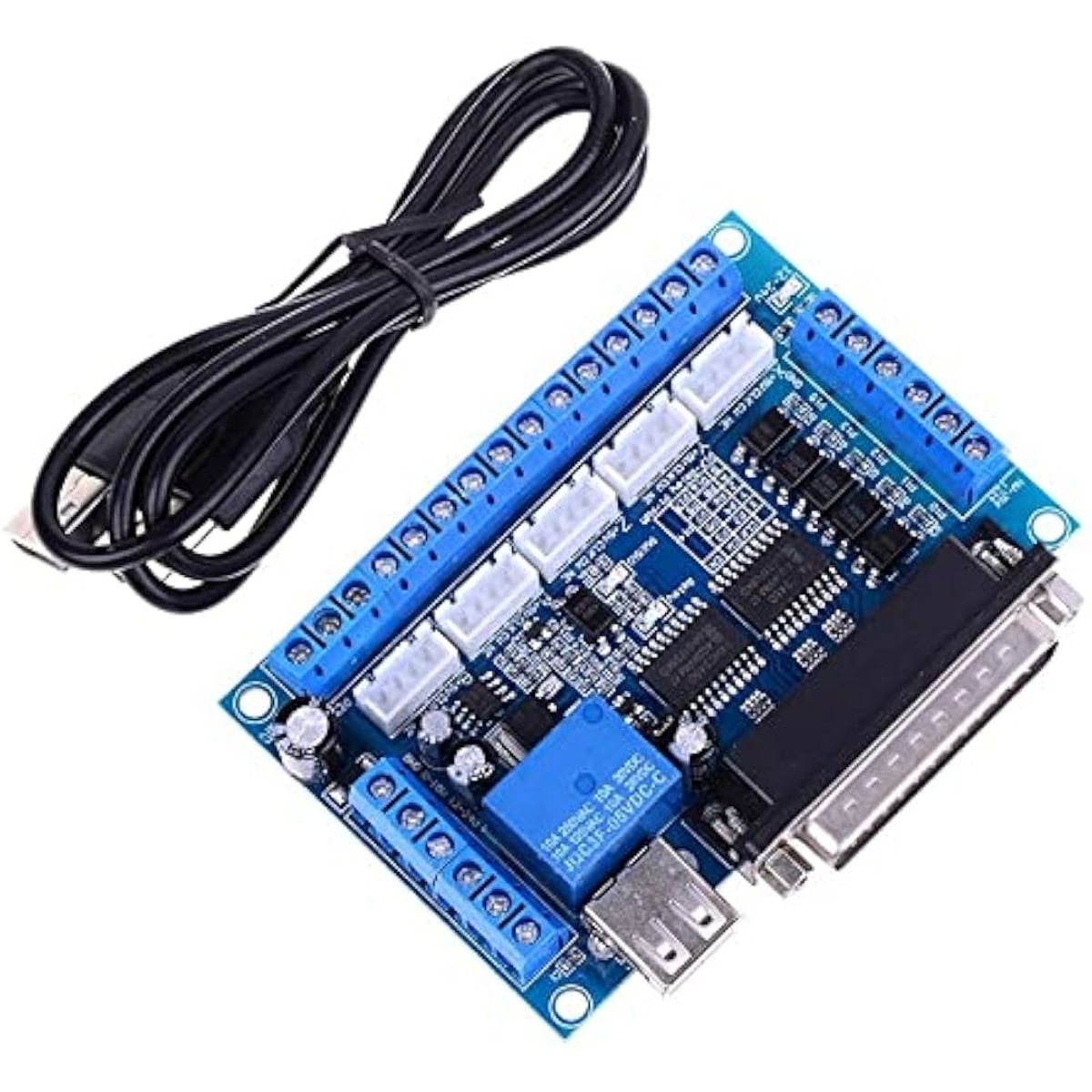 MACH3 5 Axis CNC Interface Board with Optocoupler & USB Cable (Stepper Motor Driver Controller) image 1