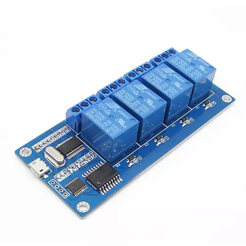 Micro USB 5V 4-Channel Relay Module (USB Powered Relay Board for Arduino) image 1