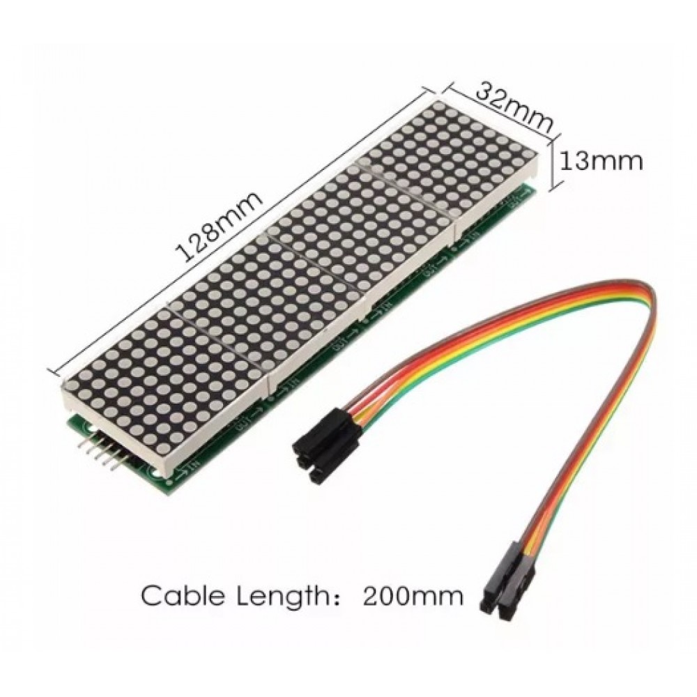 MAX7219 4-in-1 LED Dot Matrix Display Module with 5-Pin Cable (8×32 LED Matrix Display) image 2