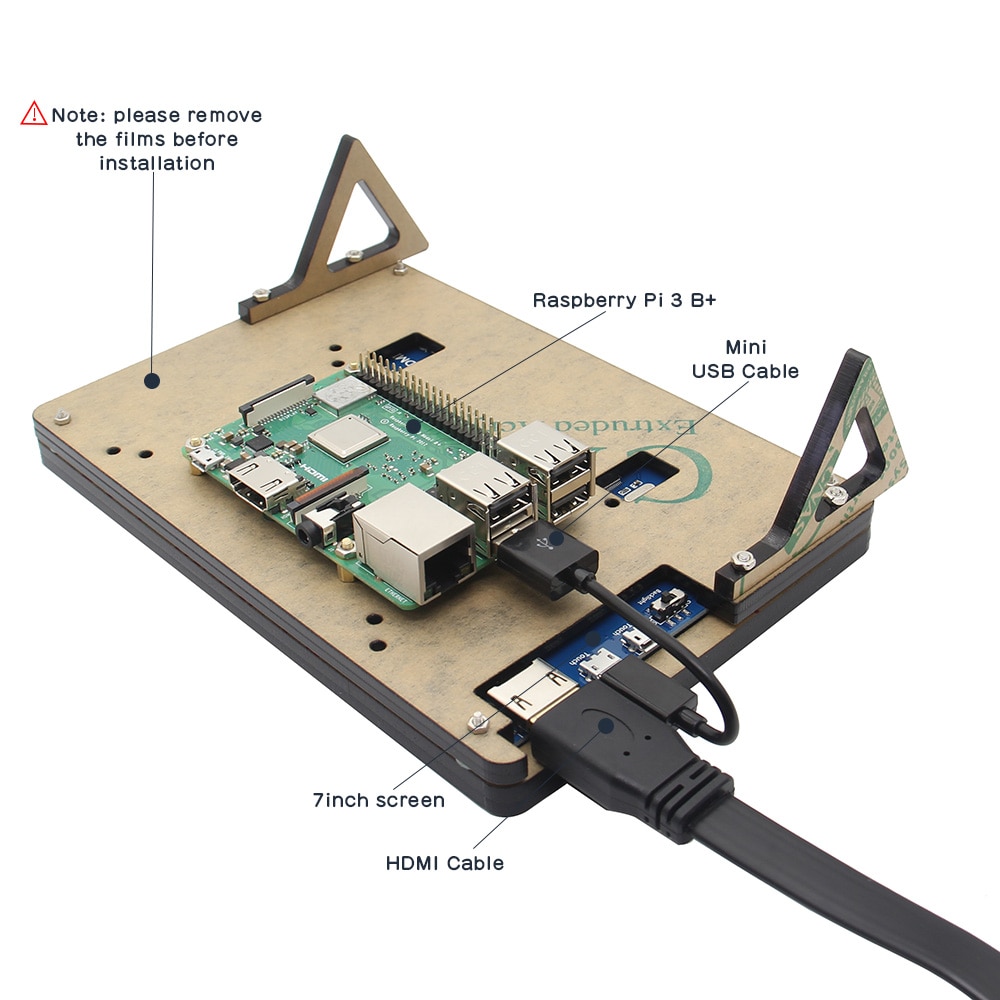 Geekworm Acrylic Case for Raspberry Pi 3 Model B with 7 Inch Touchscreen Display (Clear Protective Enclosure) image 1