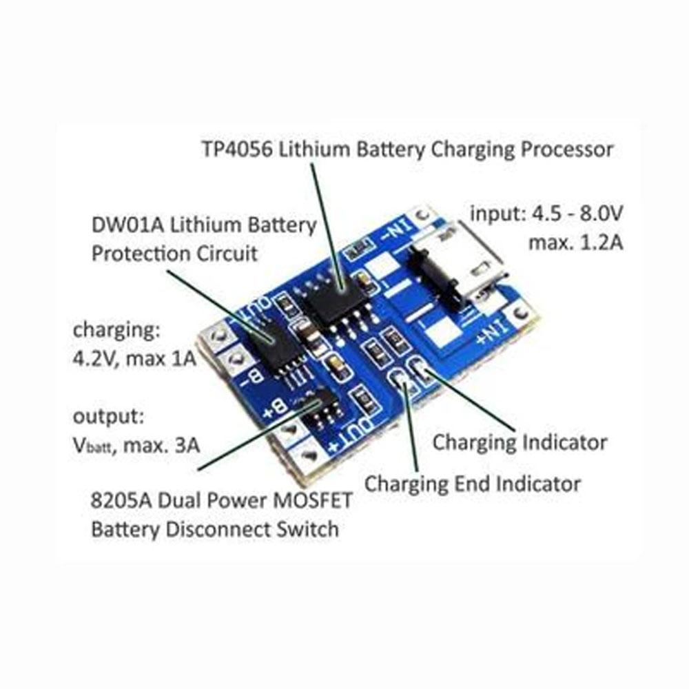 TP4056 1.2A Li-Ion Battery Charging Module with Micro USB (Current Protection) image 3