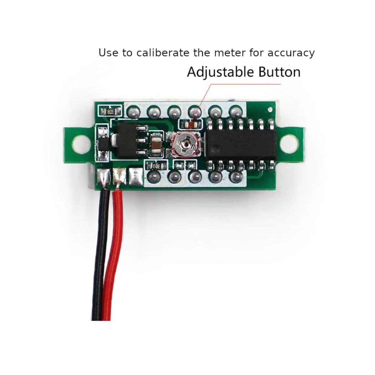 0.28 Inch Yellow Display Three Wire Mini DC Voltmeter 0-100V DC (Digital Voltage Meter Module) image 3