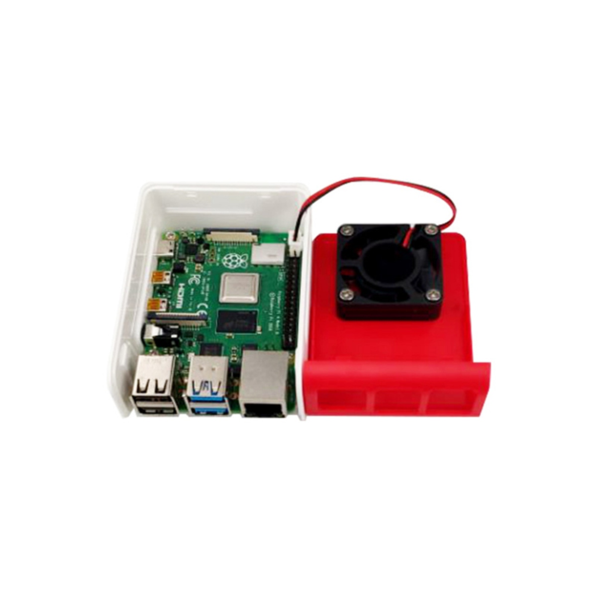 Raspberry Pi 4 Model B Case (White Red With Fan) image 1