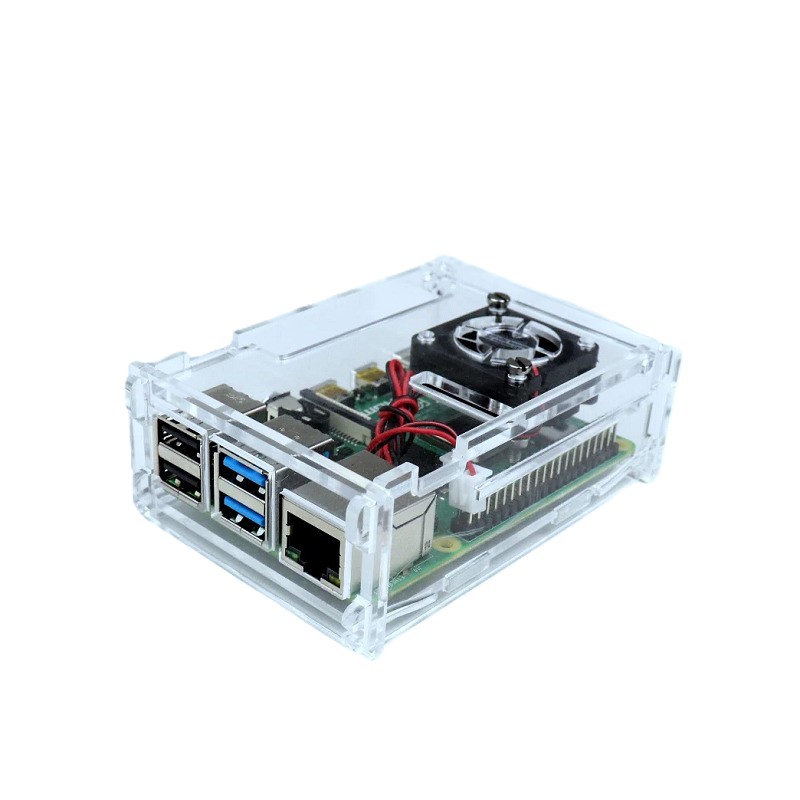 Raspberry Pi 4 Compact Case with Cooling Fan Transparent (Raspberry Pi 4 Protective Enclosure) image 2