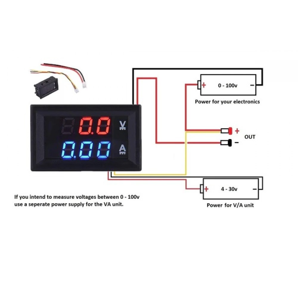 0.28 Inch Digital Voltmeter Ammeter Module 0-100V 10A Dual LED Display (DC Voltage Current Meter) image 5