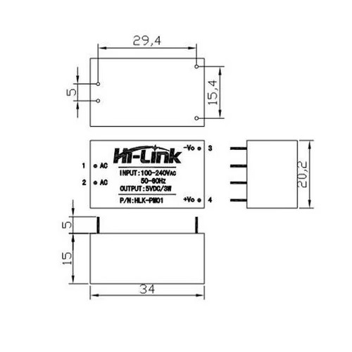 HLK-PM01 AC-DC Power Supply Module 5V 3W Isolated Converter (Hi-Link HLK-PM01) image 3