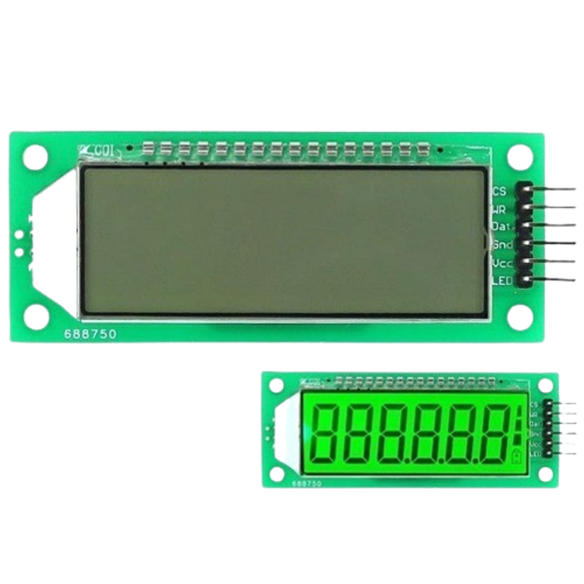 WG0101 2.4 Inch 6-Digit 7-Segment LCD Display Module With Green Backlight (Numerical Display) image 1