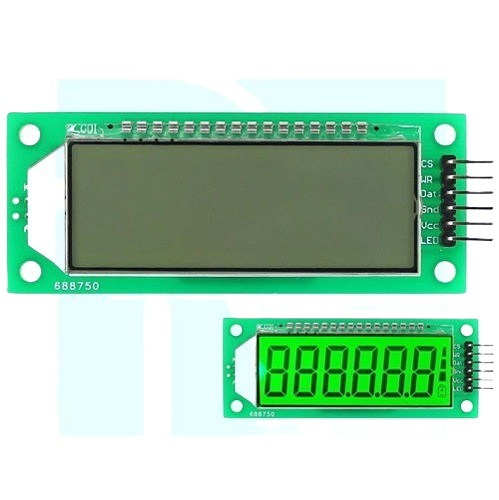 WG0101 2.4 Inch 6-Digit 7-Segment LCD Display Module With Green Backlight image 1