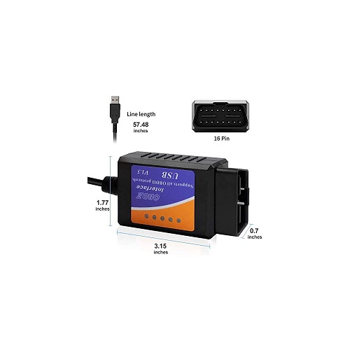 OBD2 ELM327 USB Cable Adapter V1.5 (Automotive Diagnostic Interface Tool) image 3