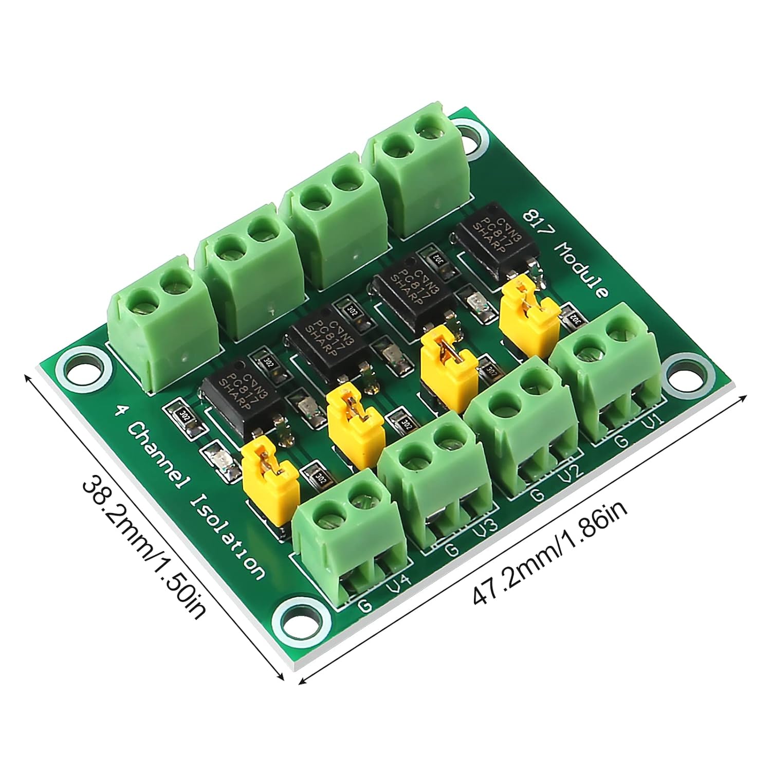 PC817 4 Channel Optocoupler Isolation Module High Voltage Signal Isolation Board (PC817 Optocoupler Module) image 1