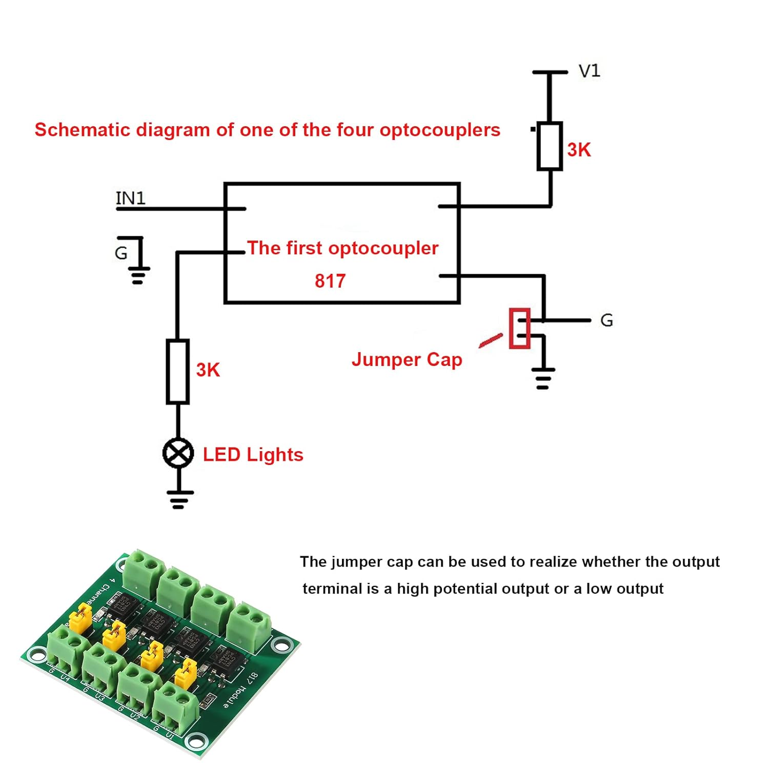 PC817 4 Channel Optocoupler Isolation Module High Voltage Signal Isolation Board (PC817 Optocoupler Module) image 4
