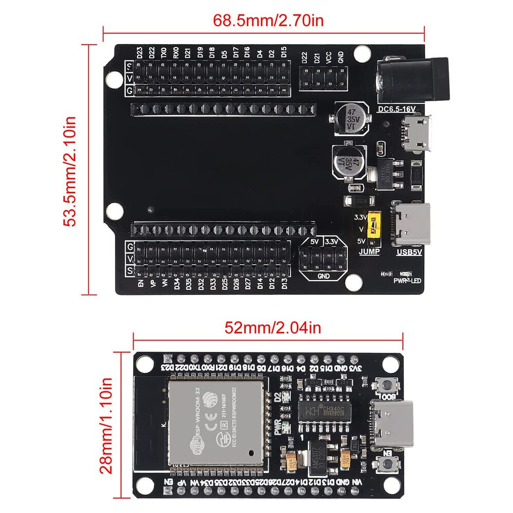 ESP32 30 Pin Expansion Board with Type-C USB and Micro USB Dual Interface (ESP32 Expansion Board) image 2