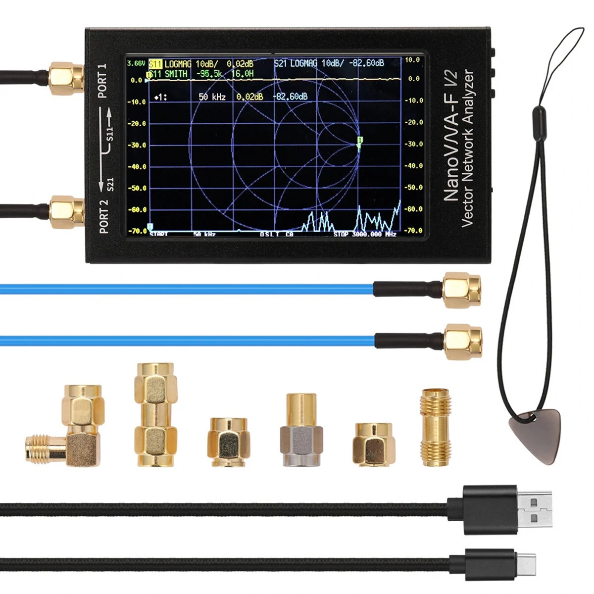 NanoVNA-F V2 50kHz-3GHz Vector Network Analyzer with 4.3 Inch IPS LCD Display (S-A-A-2 Antenna Analyzer) image 1