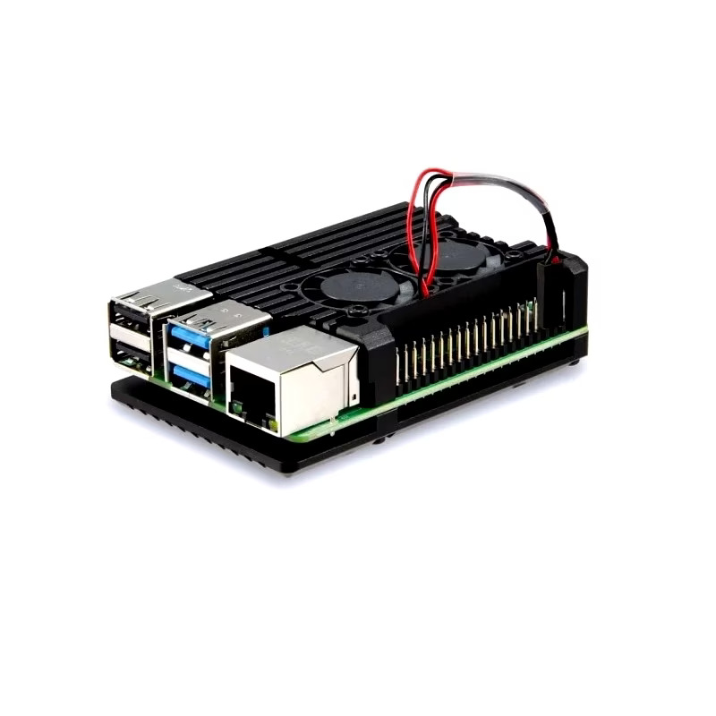 Aluminum Heat Sink Case With Dual Fans for Raspberry Pi 4B Black (Active Cooling Enclosure) image 1