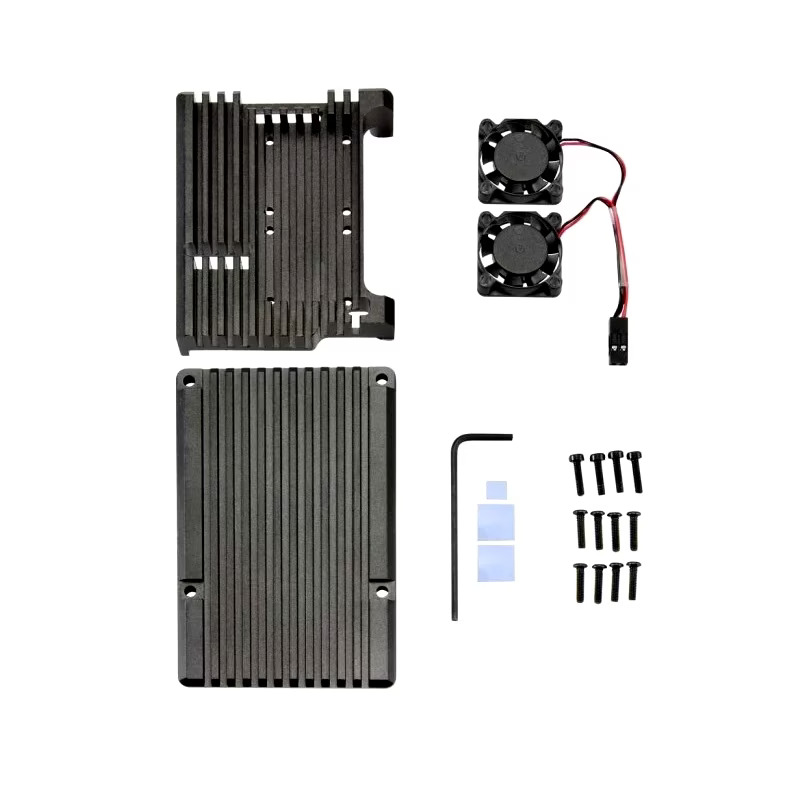 Aluminum Heat Sink Case With Dual Fans for Raspberry Pi 4B Black (Active Cooling Enclosure) image 2