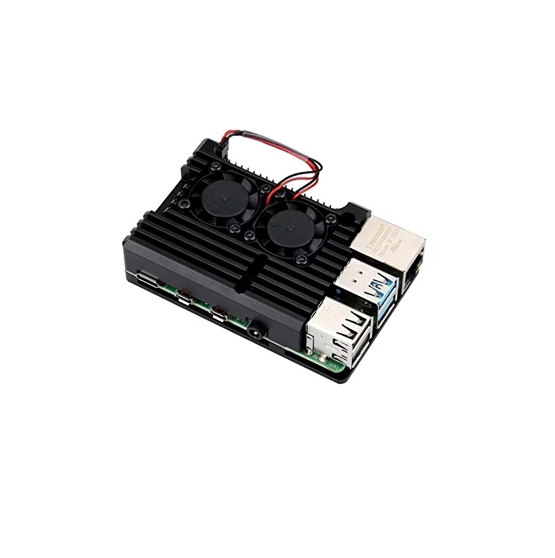 Aluminum Heat Sink Case With Dual Fans for Raspberry Pi 4B Black (Active Cooling Enclosure) image 4