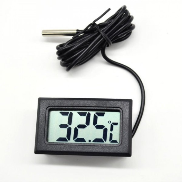 Digital Thermometer With Sensor Fridge Freezer & Aquarium (Black/White) image 1