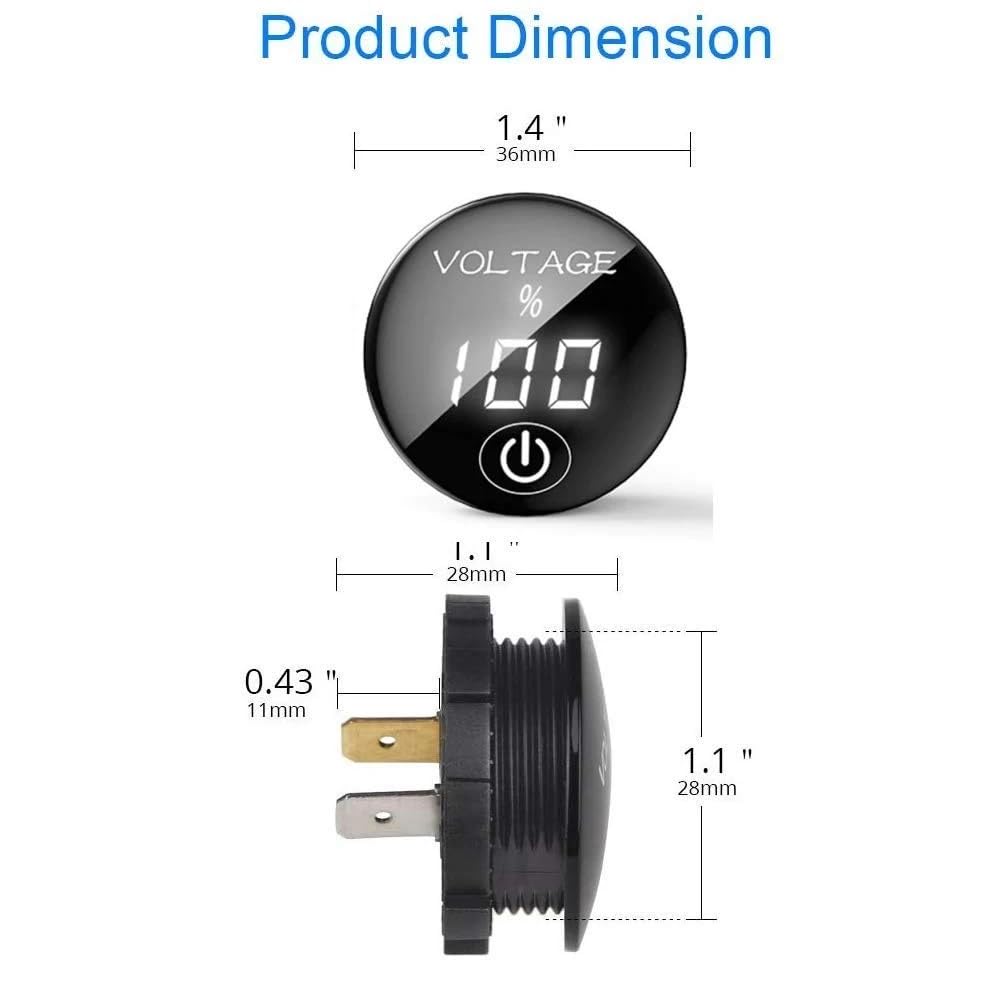DC 12V-24V Battery Capacity Indicator Digital Voltmeter with ON/OFF Touch Switch Blue LED Display (Battery Voltage Meter Module) image 4