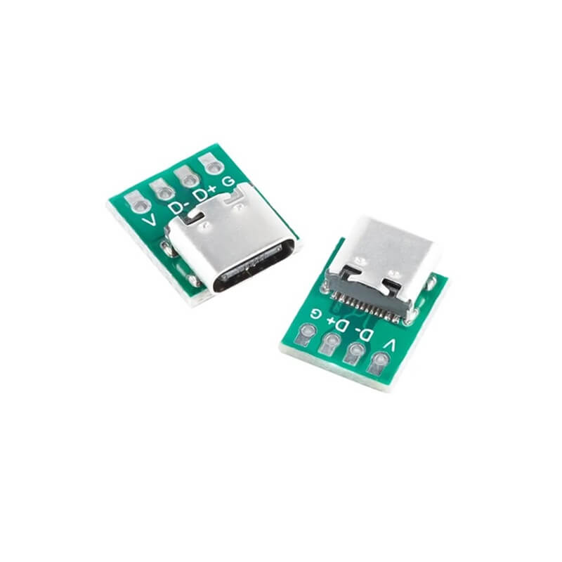 USB 3.1 Type C Female Socket 4 Pin Breakout PCB Board (Power Input) image 1