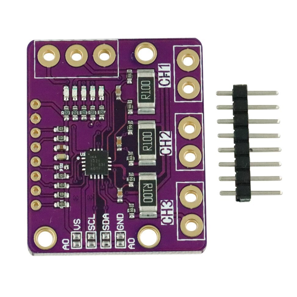 CJMCU-3221 INA3221 Triple Channel Current Voltage Power Monitor Module (I2C High Side Low Side Monitor) image 1