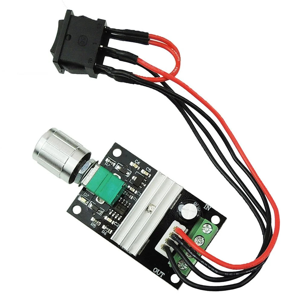 PWM DC 6V to 28V 3A Motor Speed Controller with Switch (Adjustable DC Motor Regulator) image 1
