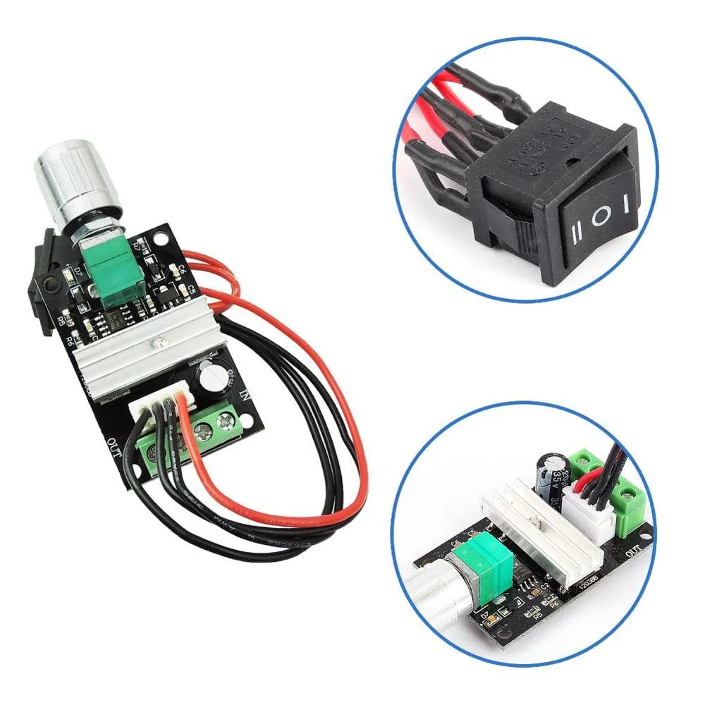 PWM DC 6V to 28V 3A Motor Speed Controller with Switch (Adjustable DC Motor Regulator) image 2