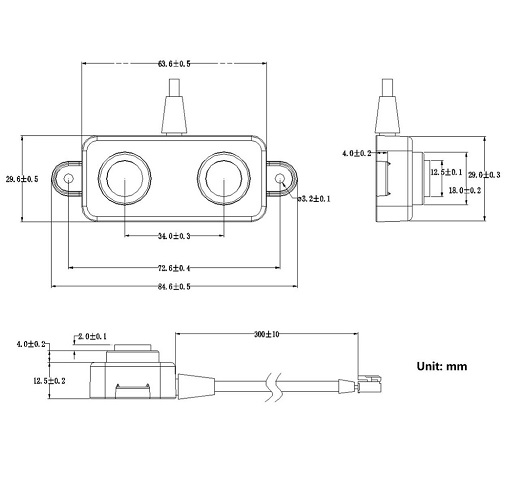 Waterproof Ultrasonic Distance Sensor A0221AU (3 to 450cm UART IP67) image 3