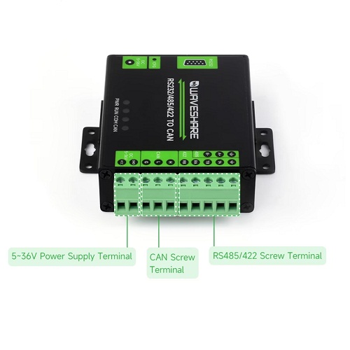 Waveshare RS232/485/422 To CAN Industrial Isolated Converter (Modbus RTU Protocol Converter with Multiple Protection Circuits) image 3