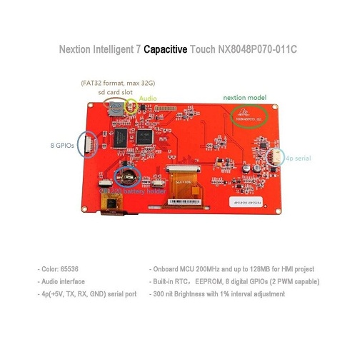 Nextion Intelligent NX8048P070-011C 7.0 Inch HMI Capacitive Touch Display (800x480 TFT LCD Intelligent Human Machine Interface Module) image 3