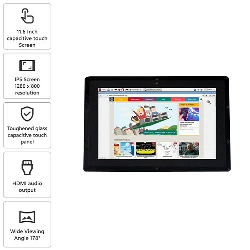 Waveshare 11.6inch Capacitive Touch Screen LCD with Case 1920x1080 HDMI IPS Various Systems Support without Power Adapter (15770) image 1