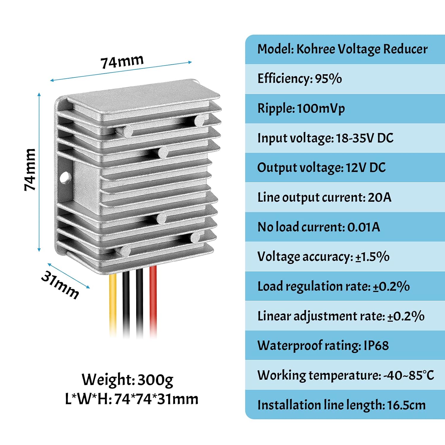 DC/DC Converter Regulator 24V to 12V 20A 240W Step Down Power Module (DC Buck Converter) image 3