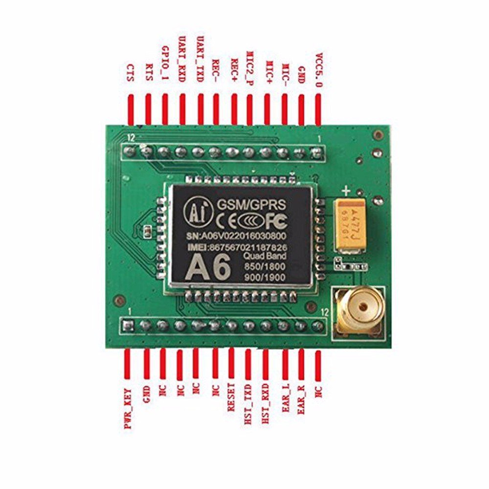 A6 GSM GPRS Module Quad Band Wireless Communication Module with Antenna (A6 GSM Module) image 4