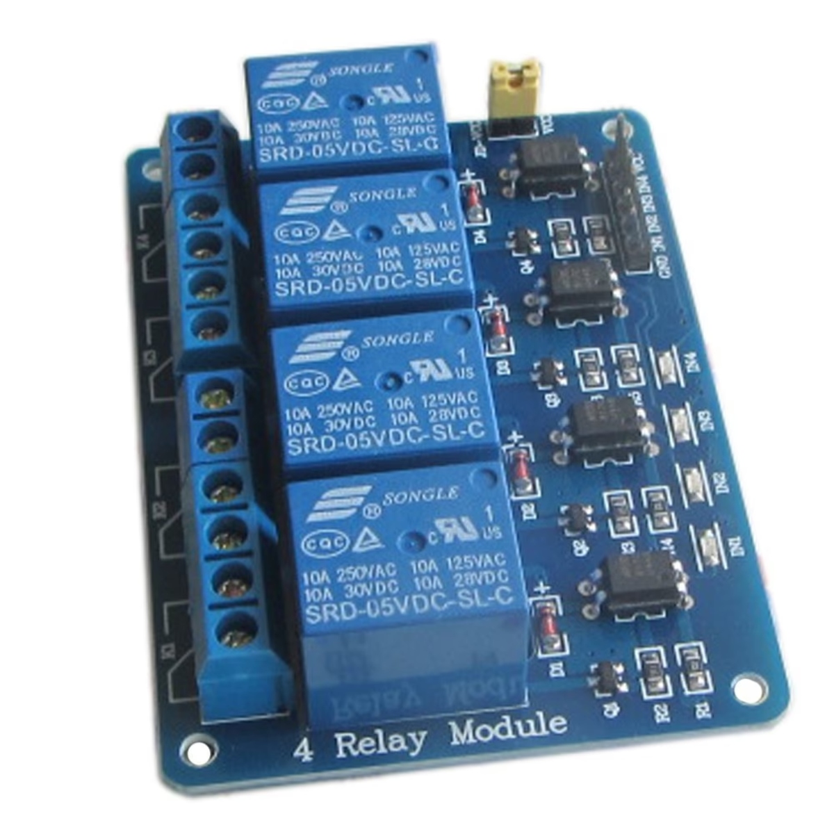 5V 4 Channel Relay Module with Optocoupler (10A Opto-Isolated Relay Board) image 2