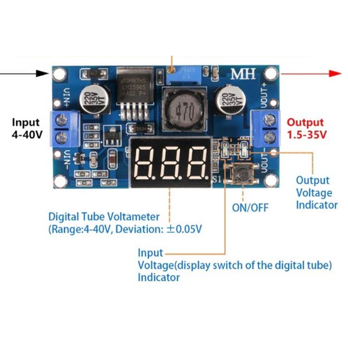 LM2596 DC to DC 40V 3A Step Down Module with Voltage Display image 2