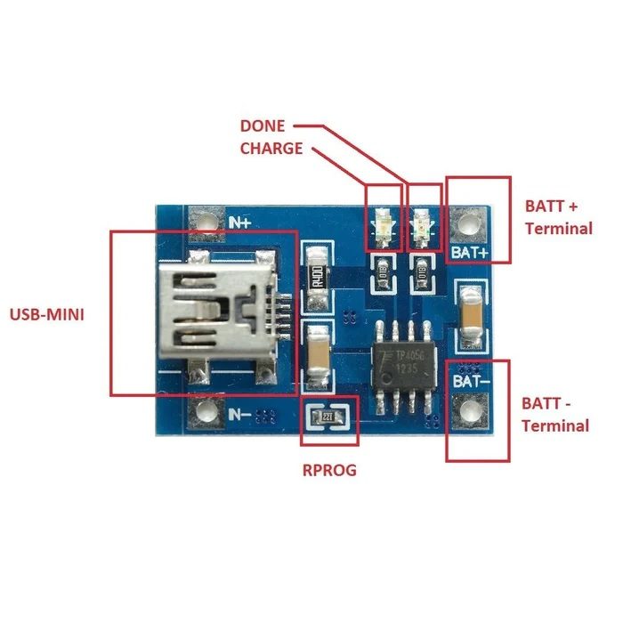 TP4056 1A Lithium-Ion Battery Charging Module Charger Board (5V Micro USB, Single Cell 3.7V Li-Ion/Li-Po) image 3