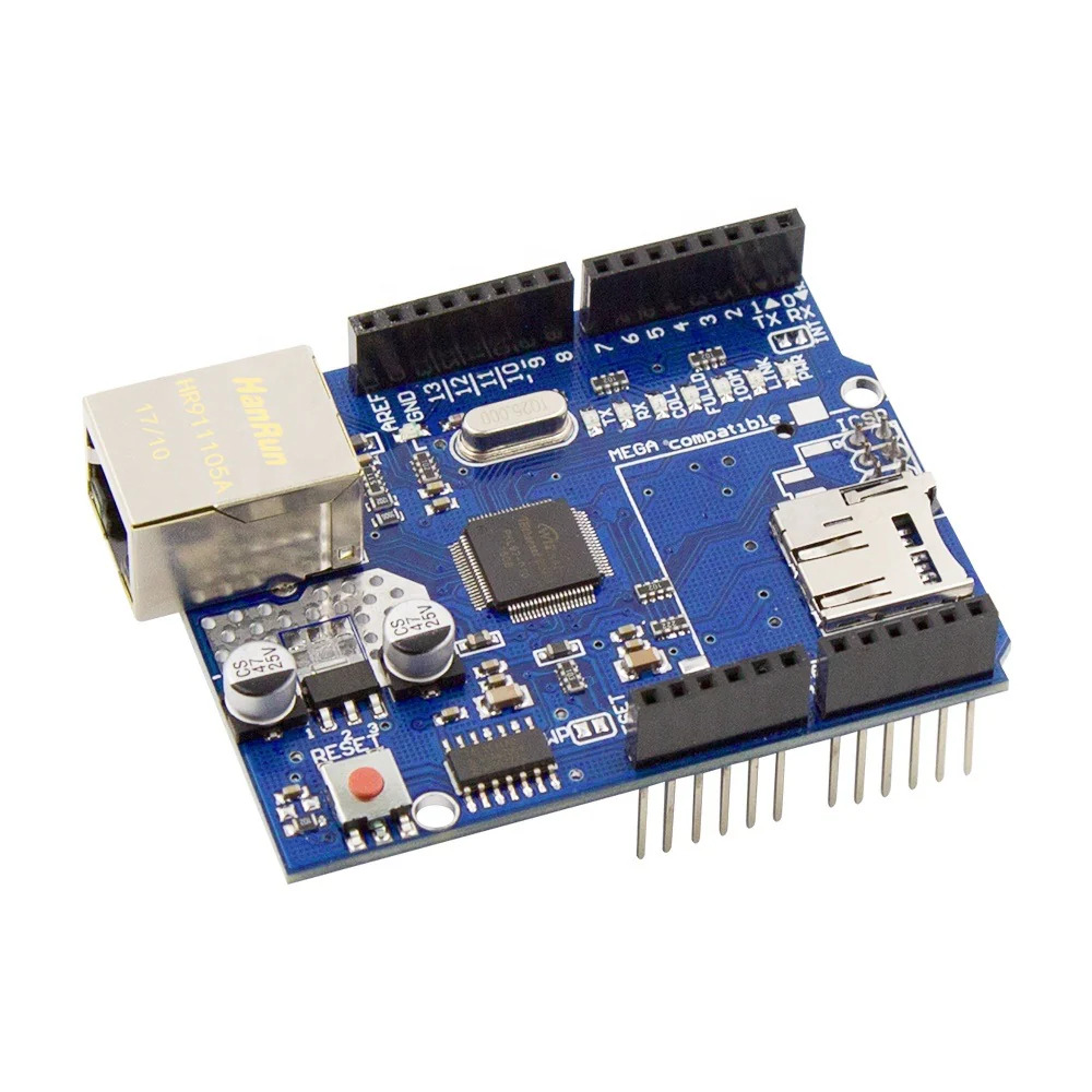 Ethernet W5100 Shield Network Expansion Board with Micro SD Card Slot (RJ45, SPI, Arduino Compatible) image 1