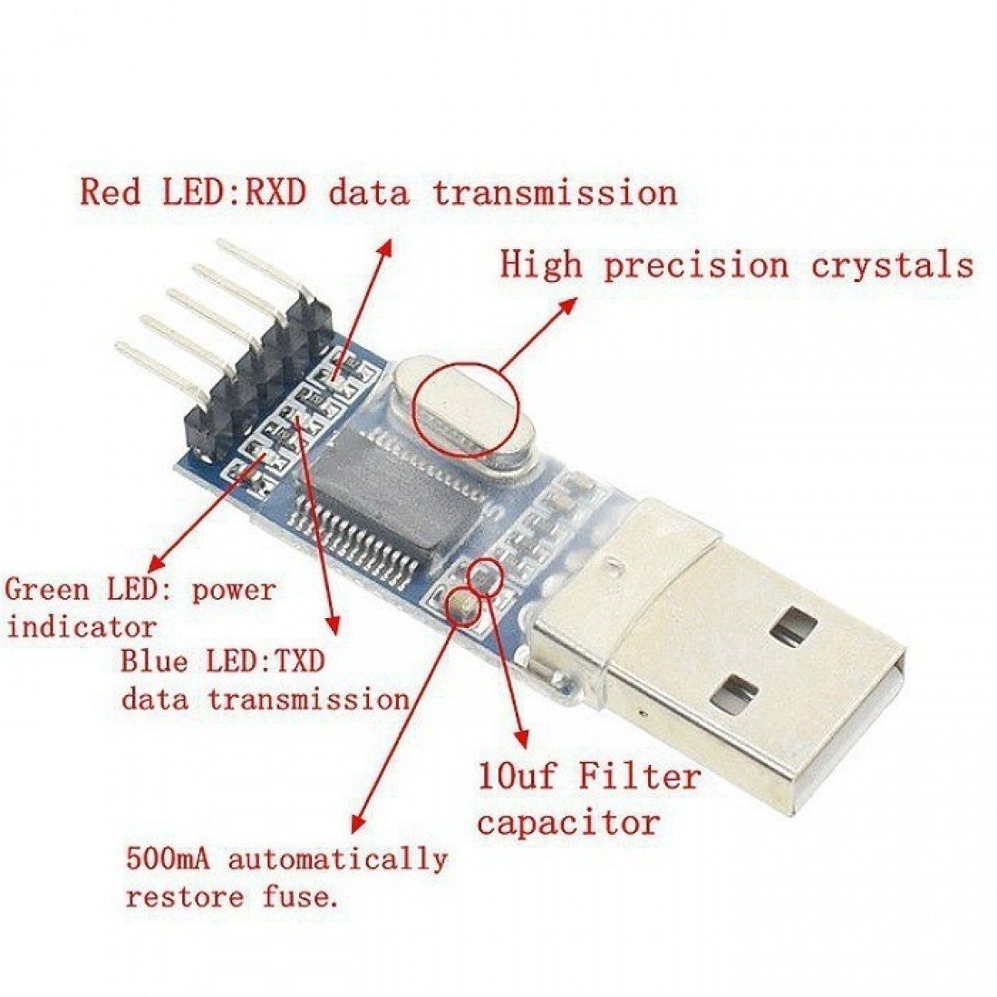 PL2303 USB to TTL Converter Module 5 Pin (USB to UART Serial Adapter, 5V TTL) image 3