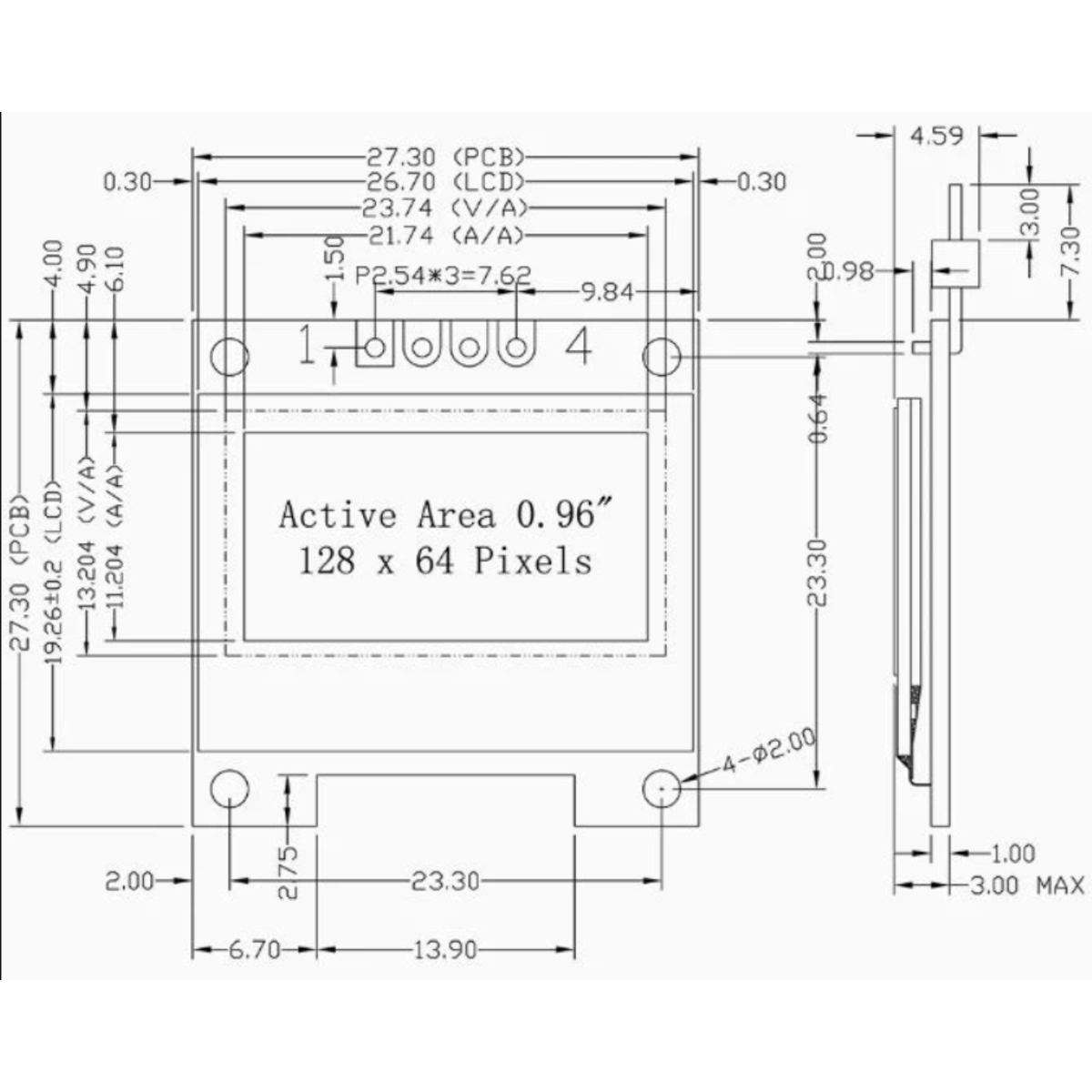 0.96 Inch Blue OLED Display Module (128x64, SSD1315, I2C) image 5